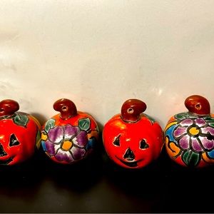 Colorful Pumpkins set of 3 hand painted! Bright vibrate colors to display.